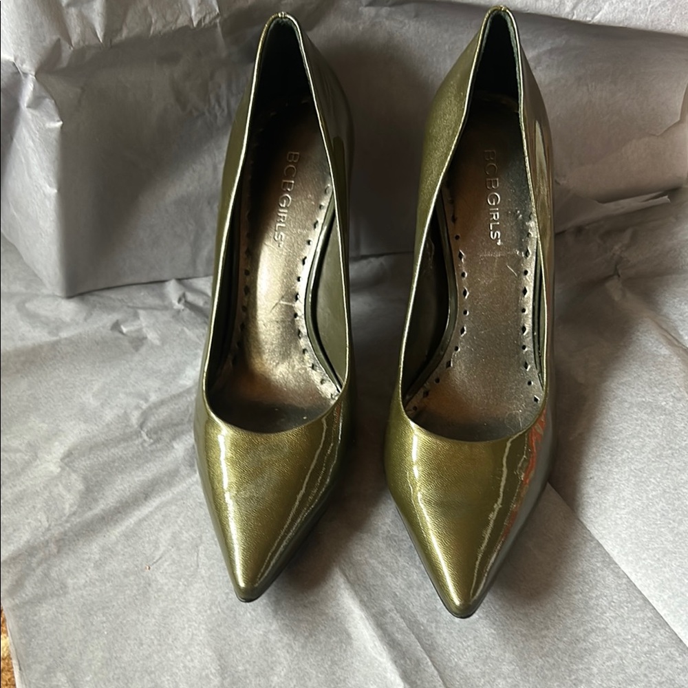 BCBGirls Pointed Toe Olive Green Women's Heels